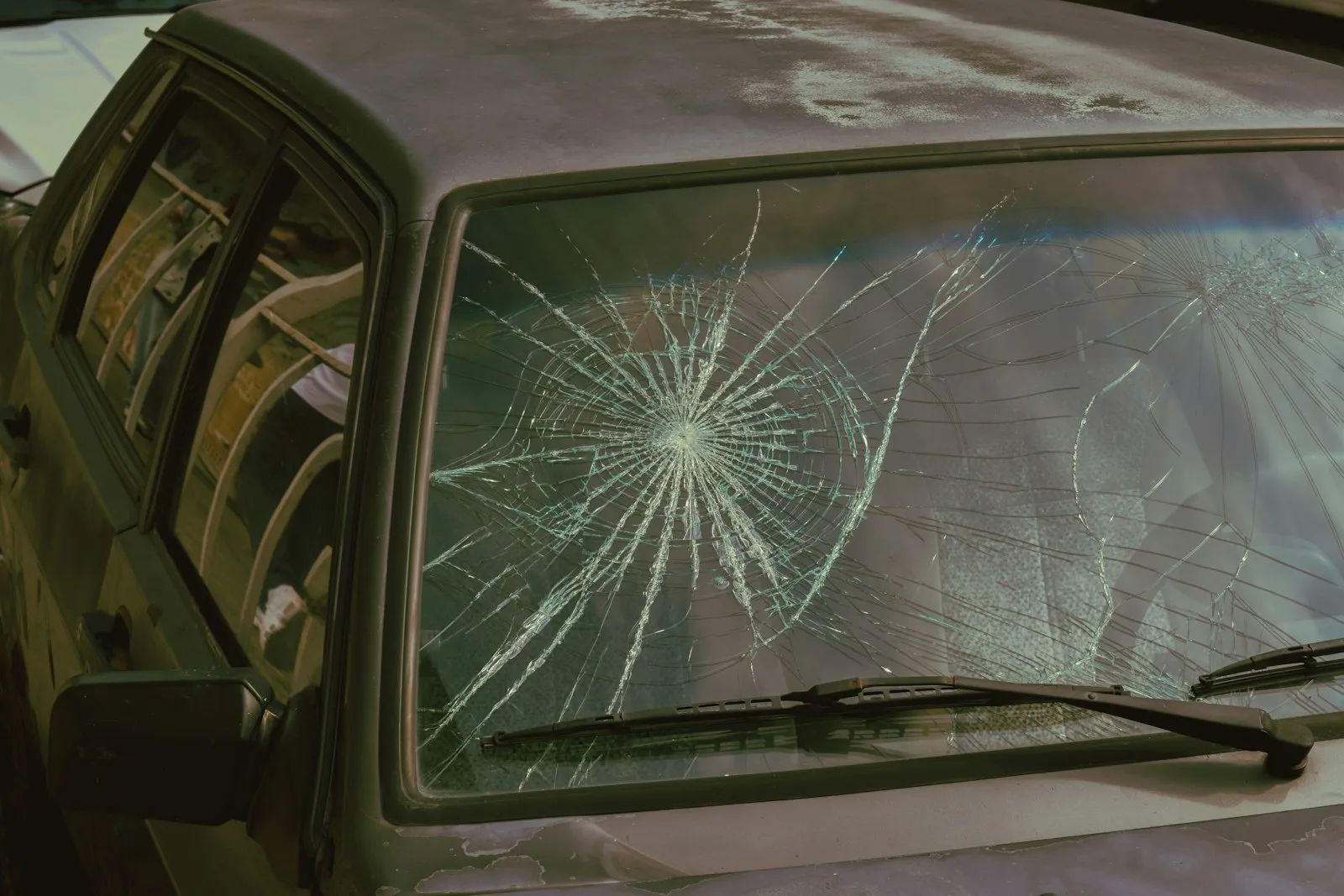 Cracked windshield ready for replacement in West Melbourne